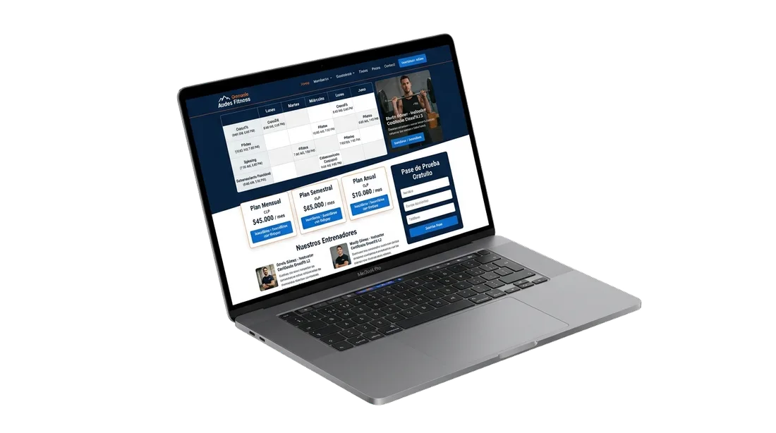 Sitio web Gimnasios, Estudios Boutique, CrossFit, Pilates y Padel en MacBook Pro